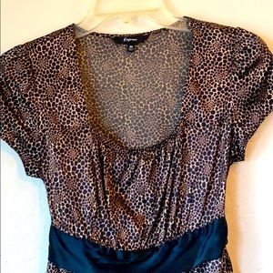 Animal print silky empire waist top